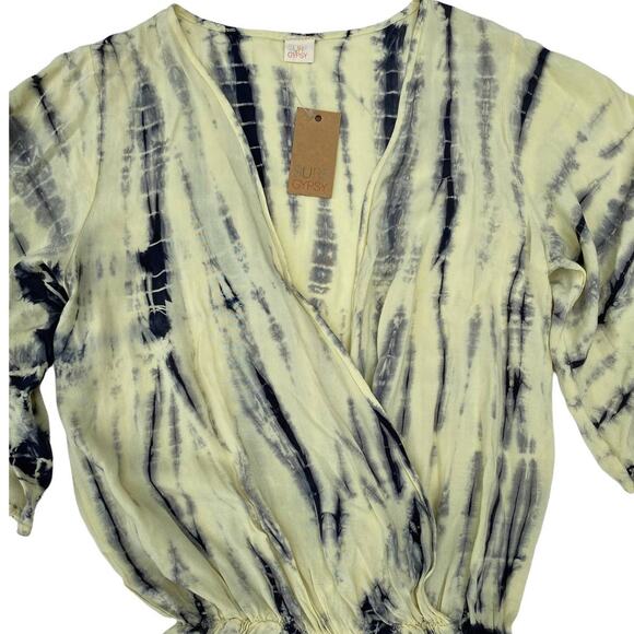 Surf Gypsy Romper Yellow Tie Die Swim Cover Short Sleeve Women's Size Small NWT - Picture 6 of 10